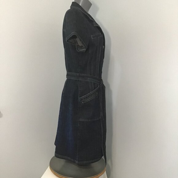 Point Zero Dark Wash Short Sleeve Denim Dress Size 13 - Picture 4 of 13